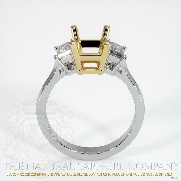 18K Yellow & White Three Stone Ring Setting