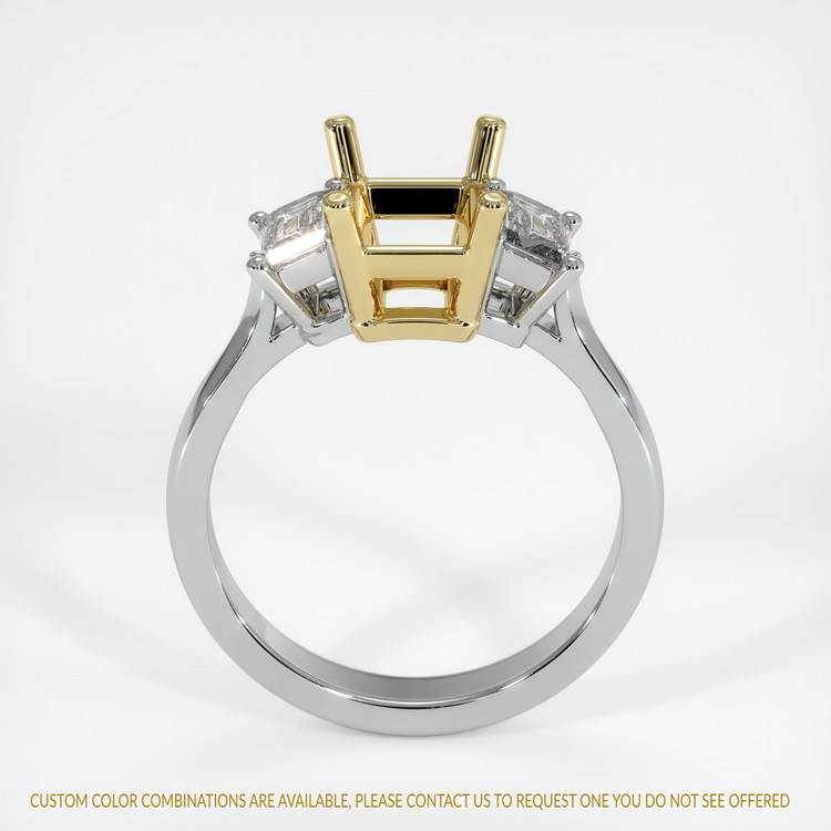 18K Yellow & White Three Stone Ring Setting