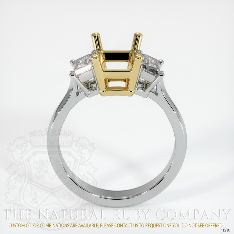 18K Yellow & White Three Stone Ring Setting
