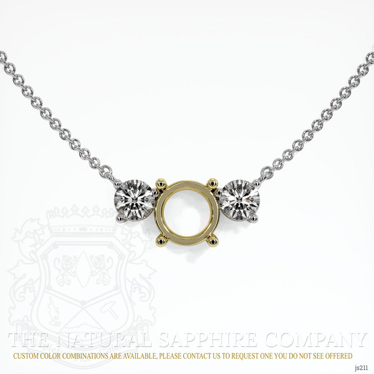 14K Yellow & White Accent Stones Necklace Setting