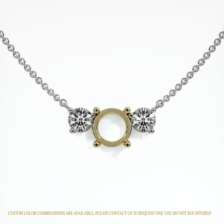 14K Yellow & White Accent Stones Necklace Setting