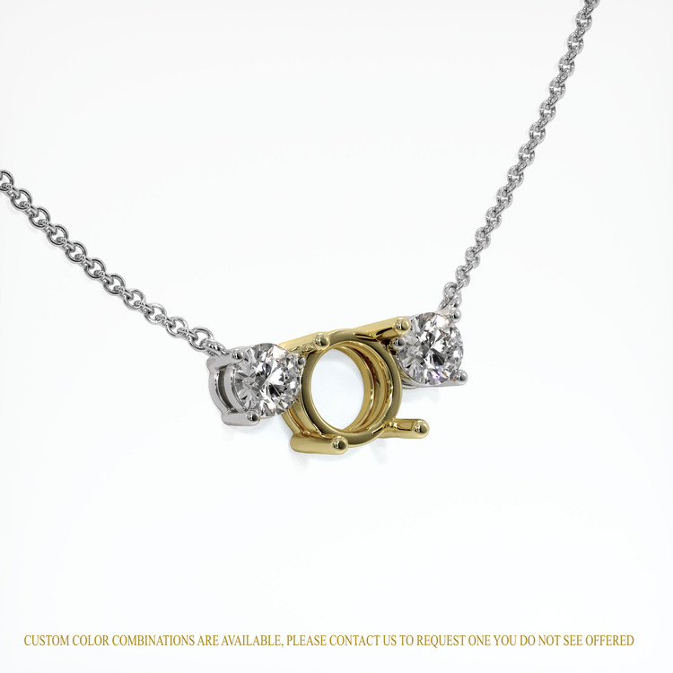 14K Yellow & White Accent Stones Necklace Setting