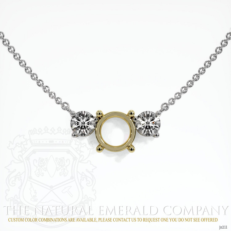 18K Yellow & White Accent Stones Necklace Setting