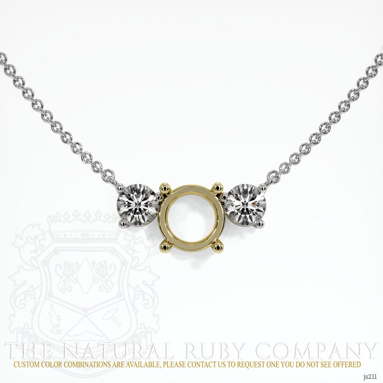 18K Yellow & White Accent Stones Necklace Setting