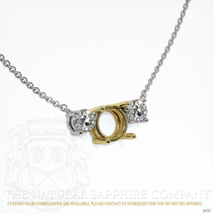 18K Yellow & White Accent Stones Necklace Setting