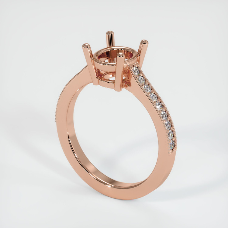 14K Rose Gold Pave Ring Setting