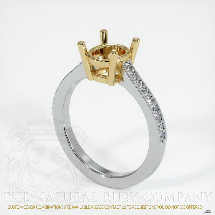 14K Yellow & White Pave Ring Setting