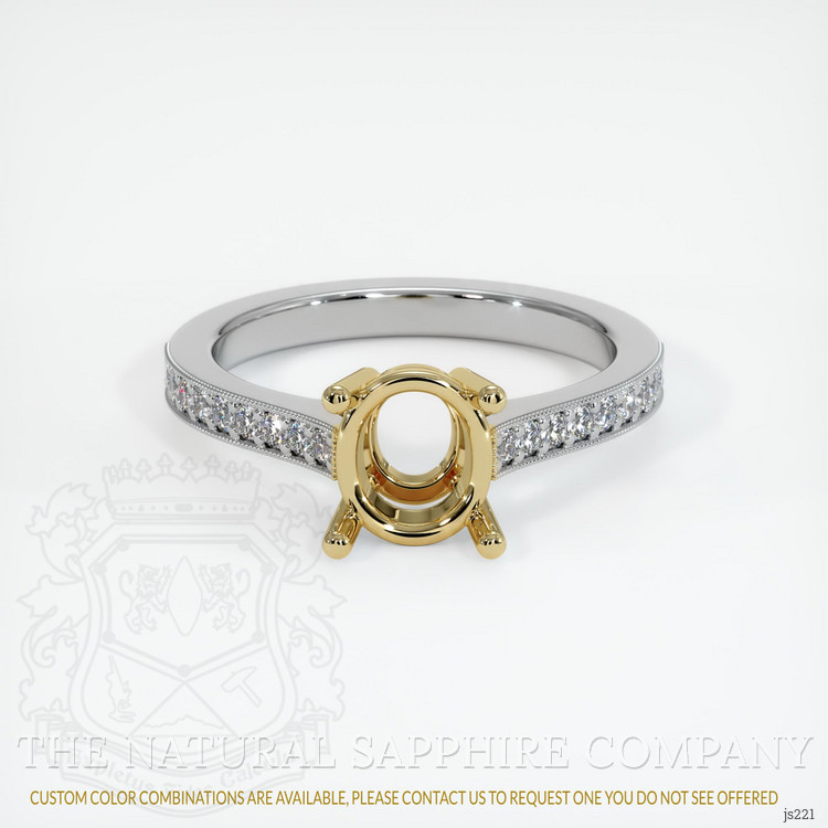 14K Yellow & White Pave Ring Setting