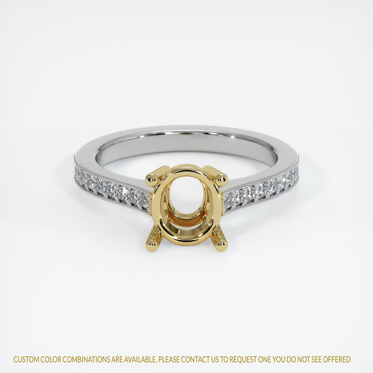 14K Yellow & White Pave Ring Setting