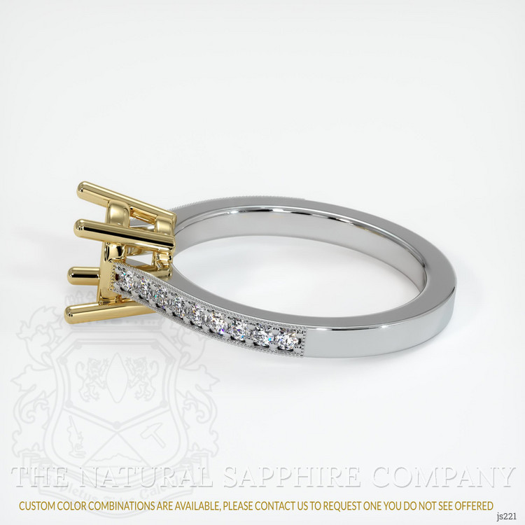 14K Yellow & White Pave Ring Setting