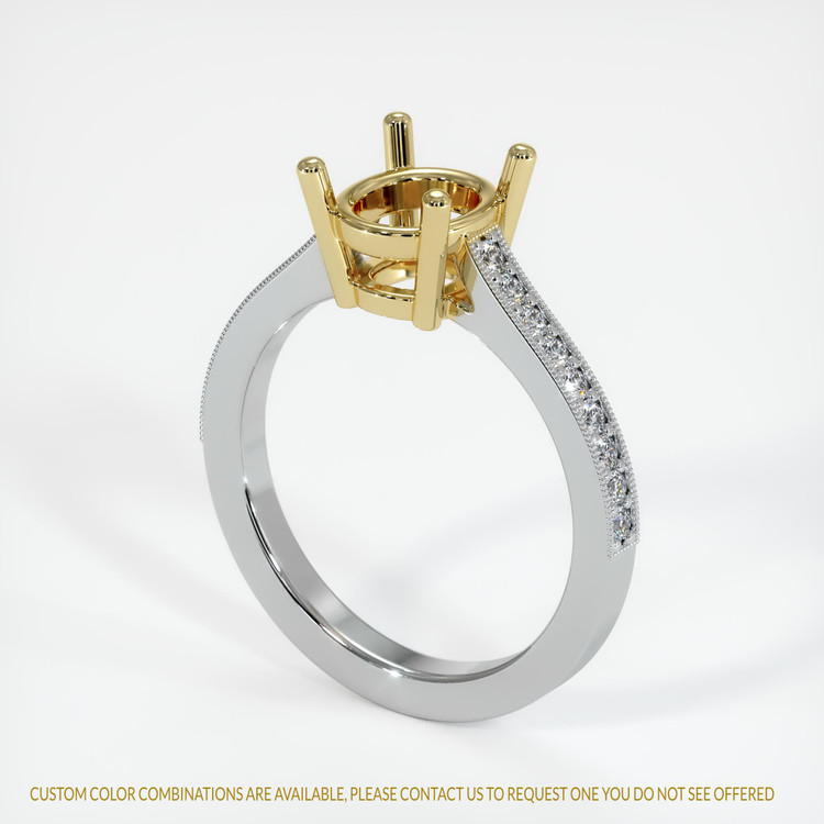 18K Yellow & White Pave Ring Setting