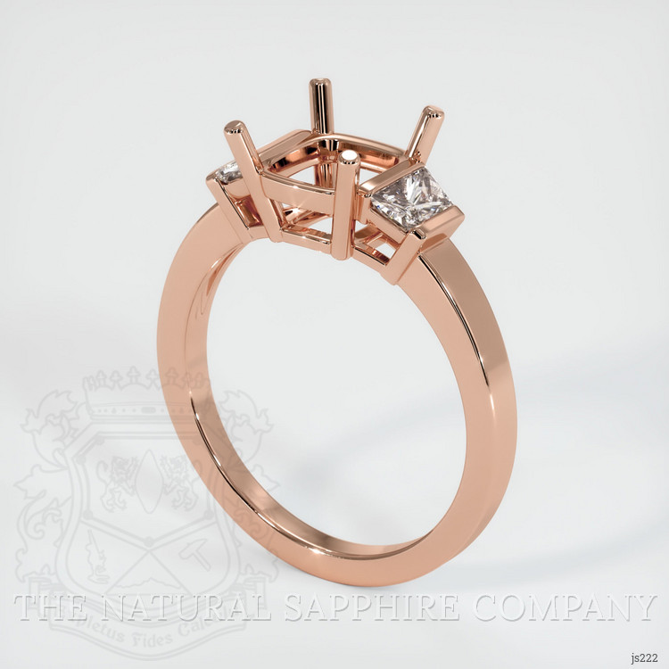 14K Rose Gold Three Stone Ring Setting