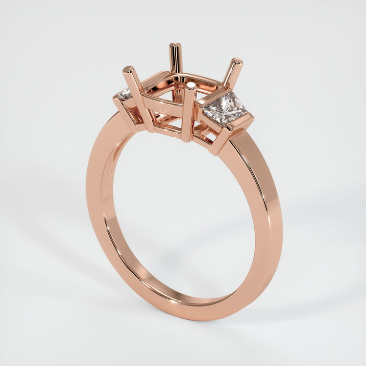 14K Rose Gold Three Stone Ring Setting