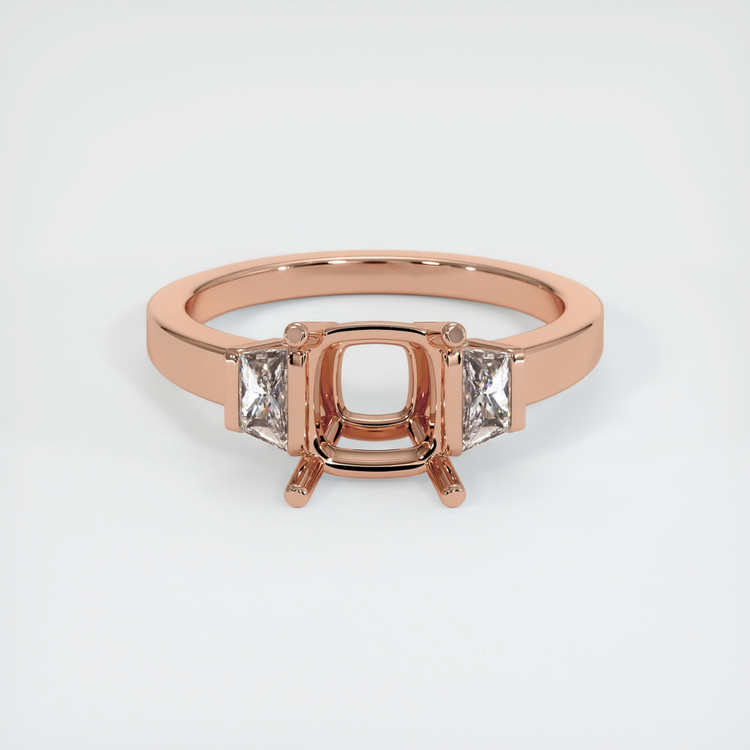 14K Rose Gold Three Stone Ring Setting