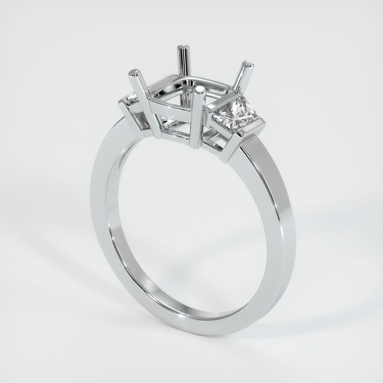 18K White Gold Three Stone Ring Setting