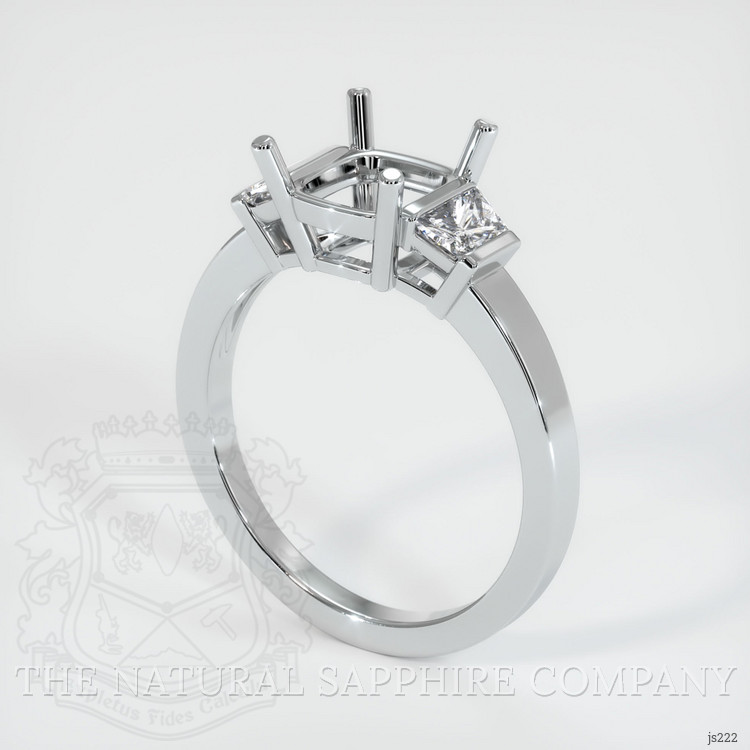 18K White Gold Three Stone Ring Setting