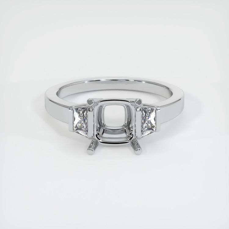 18K White Gold Three Stone Ring Setting