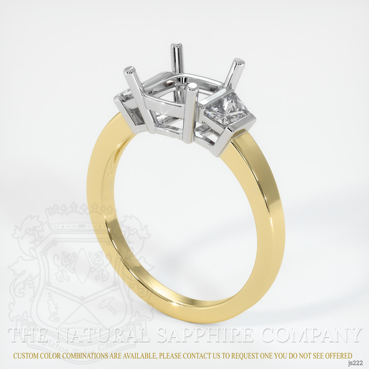 14K White & Yellow Three Stone Ring Setting