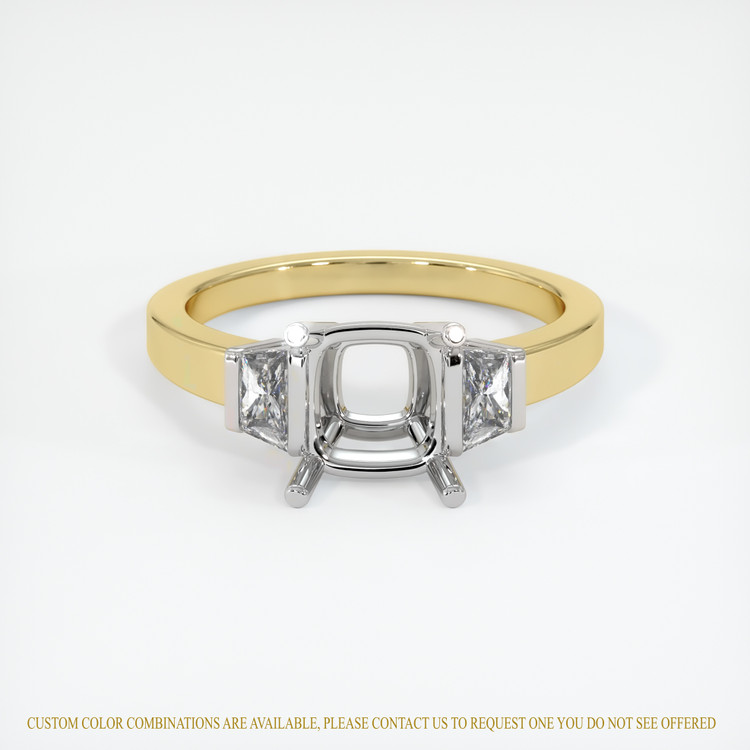 14K White & Yellow Three Stone Ring Setting