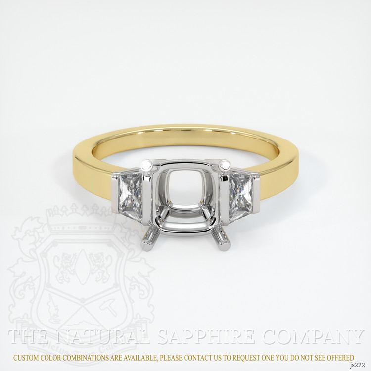 14K White & Yellow Three Stone Ring Setting