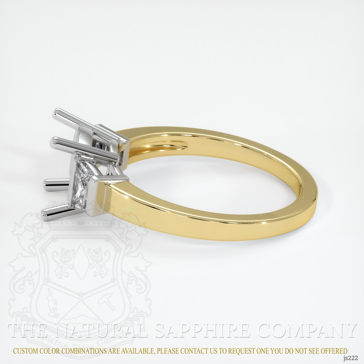 14K White & Yellow Three Stone Ring Setting