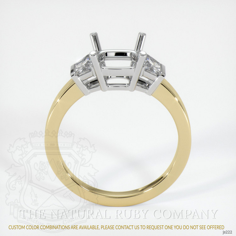 14K White & Yellow Three Stone Ring Setting