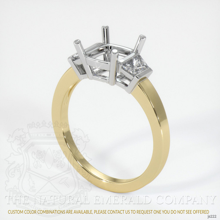 18K White & Yellow Three Stone Ring Setting