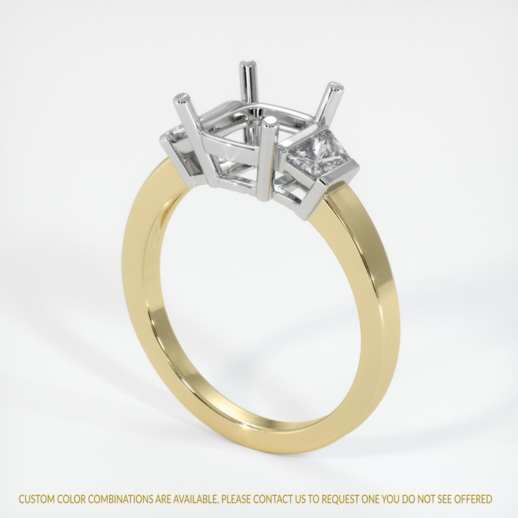 18K White & Yellow Three Stone Ring Setting