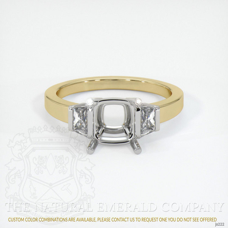 18K White & Yellow Three Stone Ring Setting