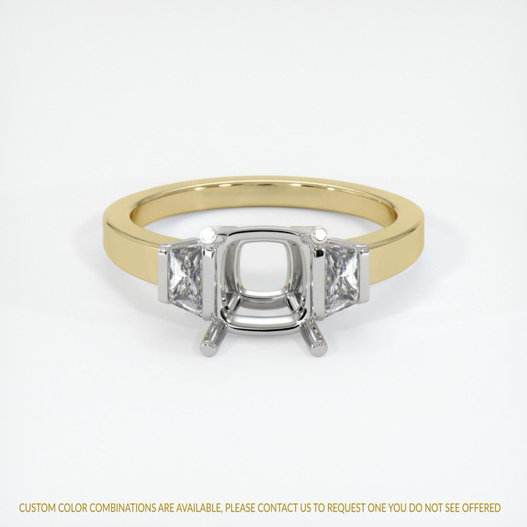 18K White & Yellow Three Stone Ring Setting