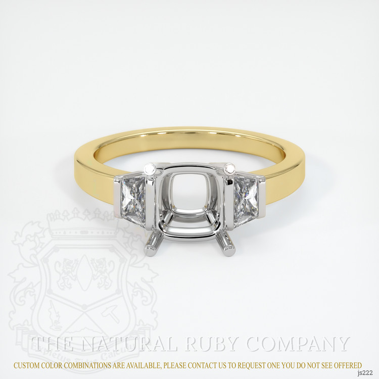 18K White & Yellow Three Stone Ring Setting