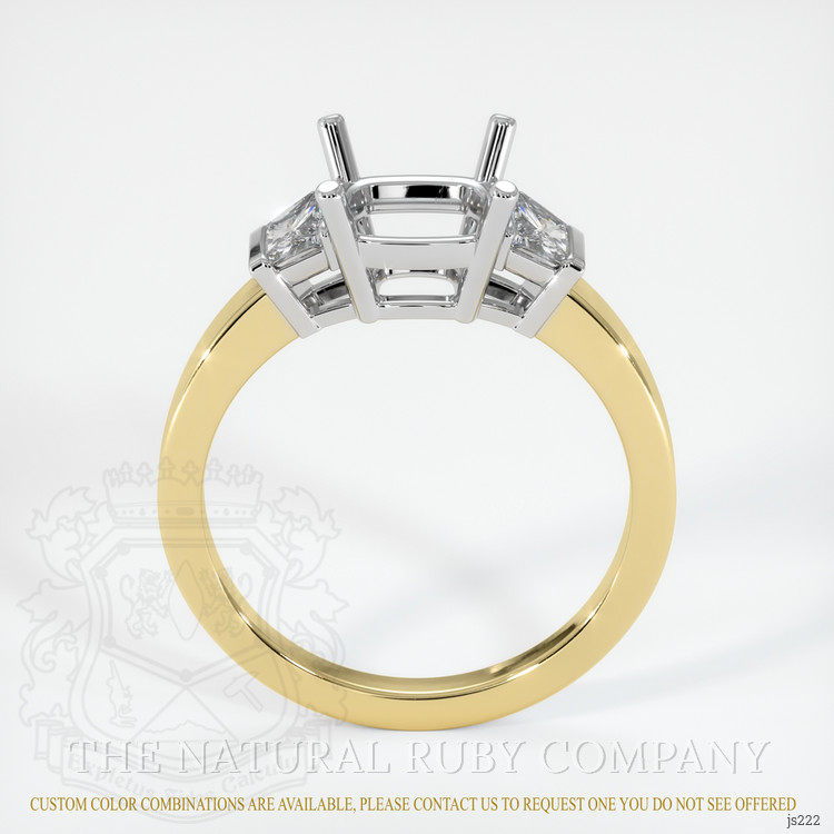 18K White & Yellow Three Stone Ring Setting