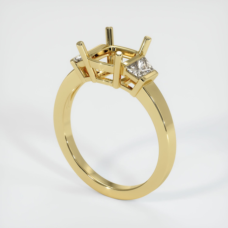 18K Yellow Gold Three Stone Ring Setting