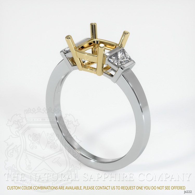 14K Yellow & White Three Stone Ring Setting