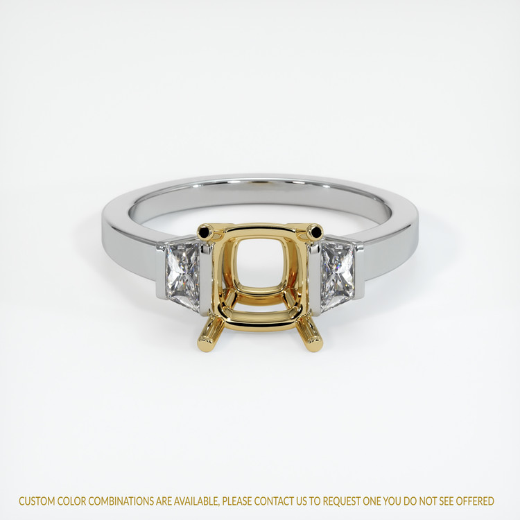 14K Yellow & White Three Stone Ring Setting