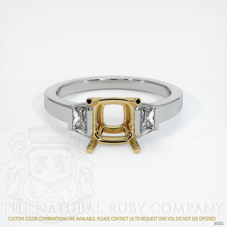 14K Yellow & White Three Stone Ring Setting