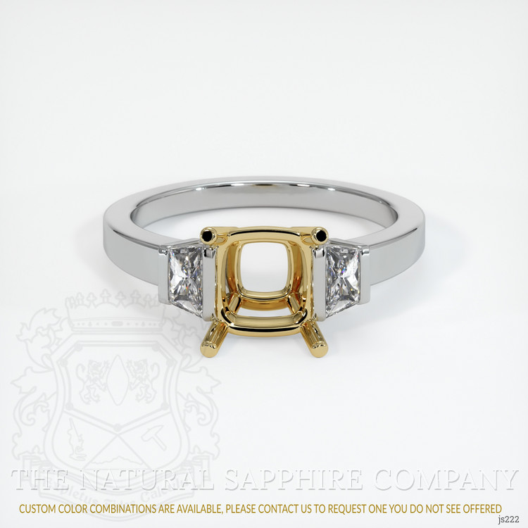 14K Yellow & White Three Stone Ring Setting