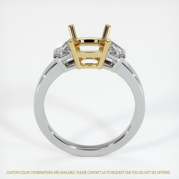 14K Yellow & White Three Stone Ring Setting