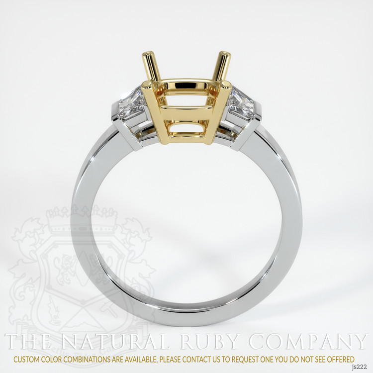 14K Yellow & White Three Stone Ring Setting