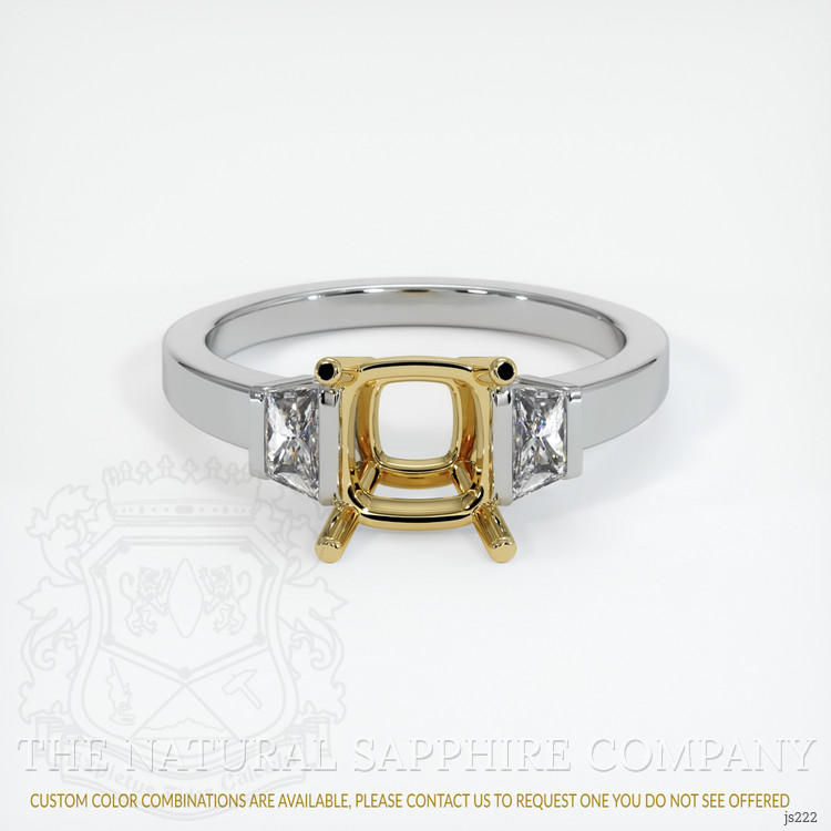 18K Yellow & White Three Stone Ring Setting