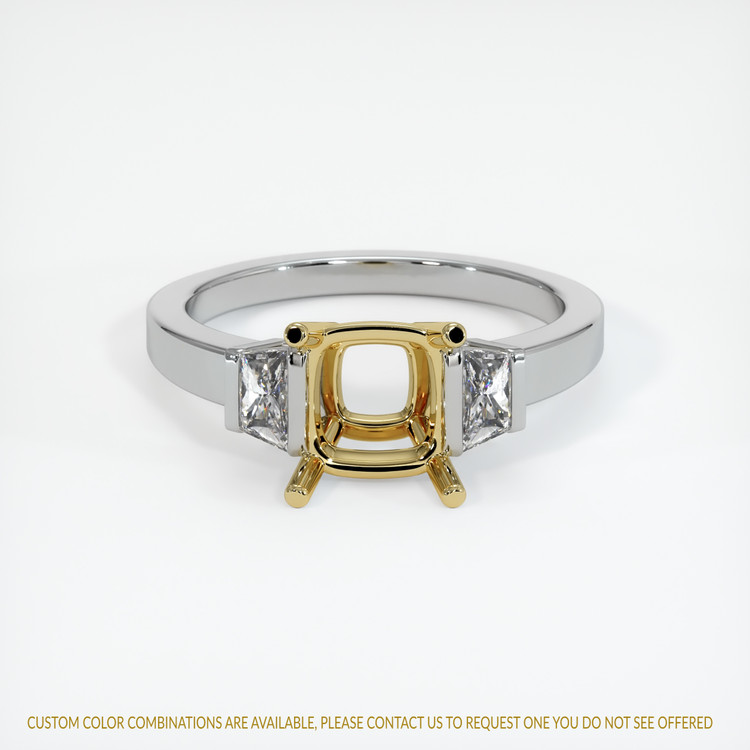 18K Yellow & White Three Stone Ring Setting