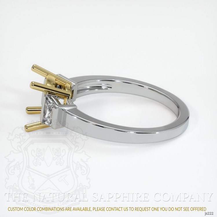 18K Yellow & White Three Stone Ring Setting