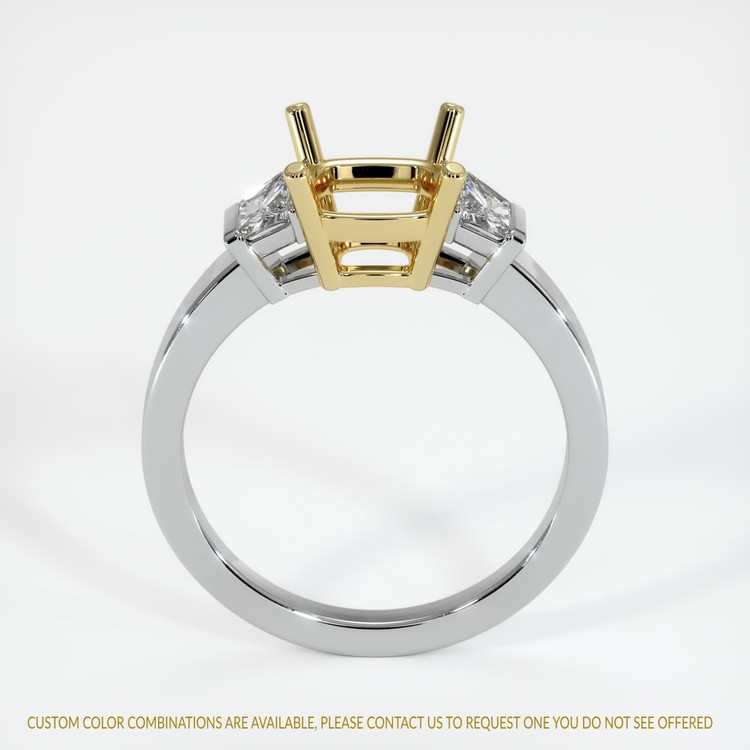 18K Yellow & White Three Stone Ring Setting