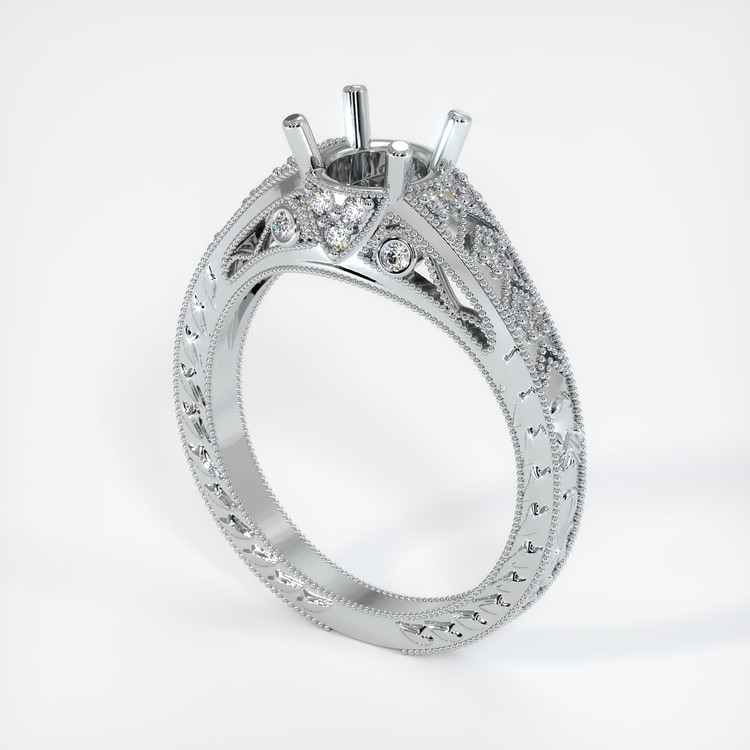 14K White Gold Antique Style Ring Setting
