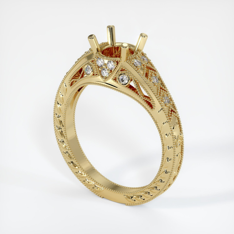 14K Yellow Gold Antique Style Ring Setting