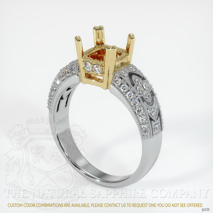 14K Yellow & White Antique Style Ring Setting