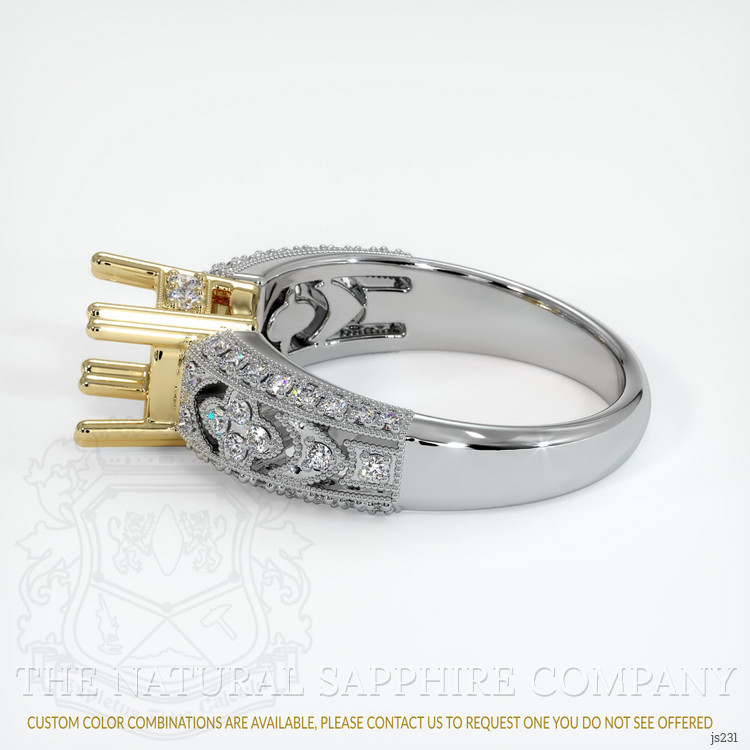 14K Yellow & White Antique Style Ring Setting