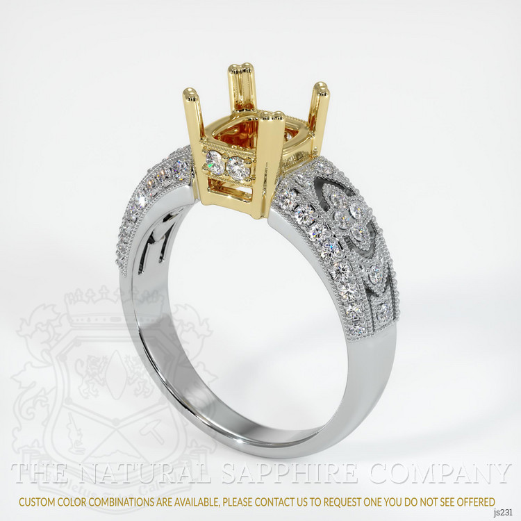 18K Yellow & White Antique Style Ring Setting