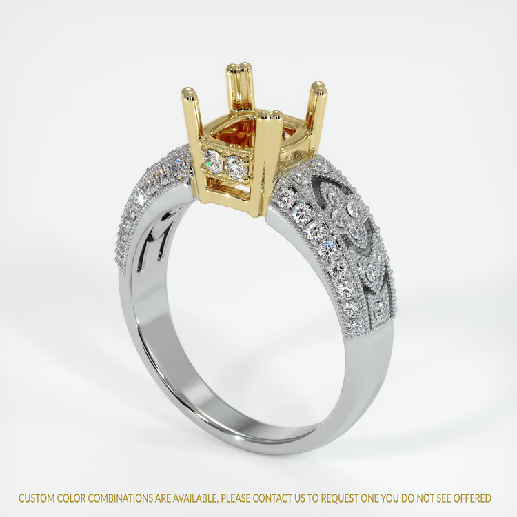 18K Yellow & White Antique Style Ring Setting