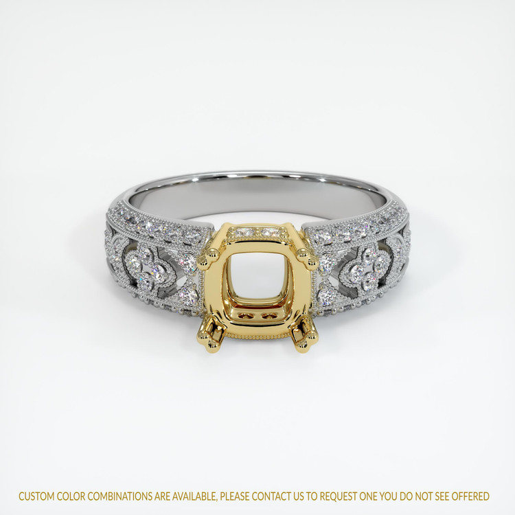 18K Yellow & White Antique Style Ring Setting